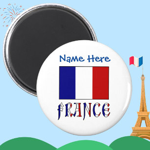 Aimant France et Drapeau Français Personnalisation Bleue