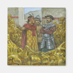 Aimant Francisco Pizarro à côté d'empereur Atahualpa