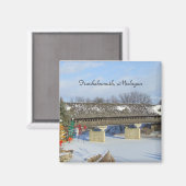 Aimant Frankenmuth Michigan Pont couvert en bois (Recto/Verso)