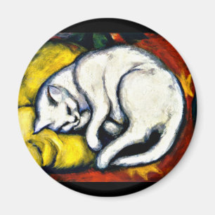 Aimant Franz Marc - Chat Blanc, peinture d'art,