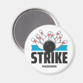 Aimant Frappe Bowling Nom Personnalisé (Recto/Verso)