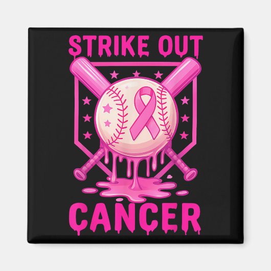 Aimant Frapper le cancer du sein Baseball Sensibilisation (Devant)