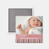 Aimant Frappes d'hiver rose ・ Faire-part bébé (Recto/Verso)