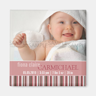 Aimant Frappes d'hiver rose ・ Faire-part bébé