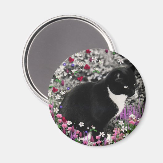 Aimant Frapules en Fleurs II - Tuxedo Cat (Recto/Verso)