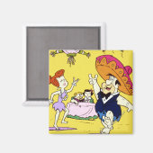 Aimant Fred Flintstone Wilma Barney et Betty Fiesta (Recto/Verso)