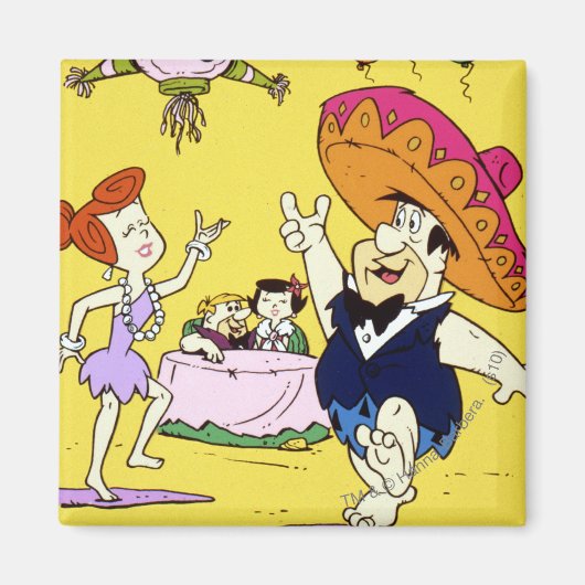 Aimant Fred Flintstone Wilma Barney et Betty Fiesta (Devant)