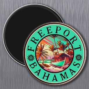 Aimant Freeport Bahamas Retro Sunset Travel Souvenir 1950