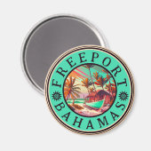 Aimant Freeport Bahamas Retro Sunset Travel Souvenir 1950 (Recto/Verso)