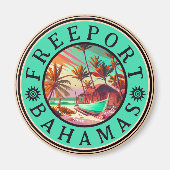 Aimant Freeport Bahamas Retro Sunset Travel Souvenir 1950 (Devant)