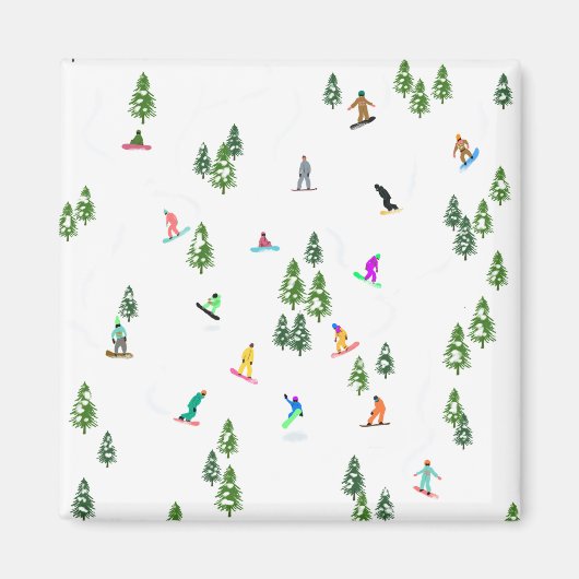 Aimant Freeride Snowboarder Illustration de snowboard (Devant)