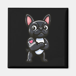 Aimant French Bulldog I Love Grand-mère Funny Chien Tatto
