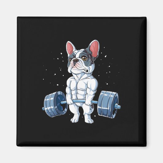 Aimant French Bulldog Poids Funny Deadlift Gym (Devant)