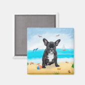 Aimant French Bulldog sur la plage (Recto/Verso)