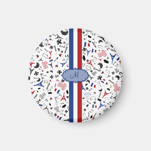 Aimant French items with flag of France and monogram