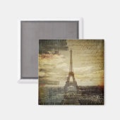 Aimant french scripts modernes Vintage Paris Eiffel Tower (Recto/Verso)