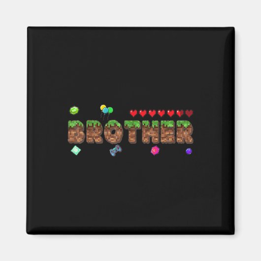 Aimant Frère du garçon d'anniversaire Pixel Game Matching (Devant)