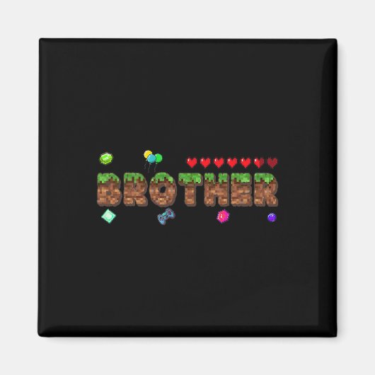 Aimant Frère du garçon d'anniversaire Pixel Game Matching (Devant)