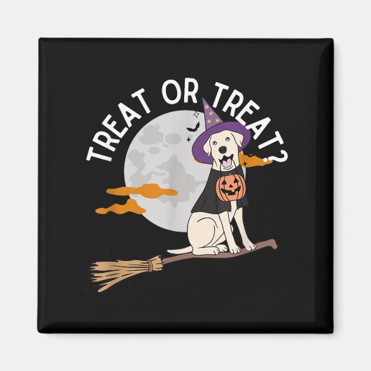 Aimant Friandise ou Farce Drôle Chien Halloween (Devant)