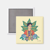 Aimant Frida Kahlo Graphisme floral coloré (Recto/Verso)