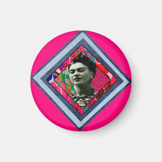 Aimant Frida Kahlo Retro Denim Diamond (Devant)