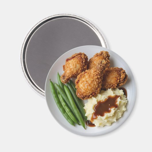 Aimant Fried Chicken, Mashed Potatoes and Green Beans (Recto/Verso)