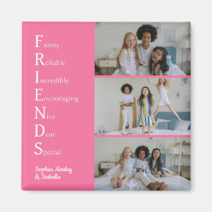 Aimant FRIENDS Photo personnalisée Rose