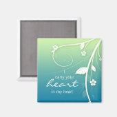 Aimant frigidaire bleu vert Flower (Recto/Verso)