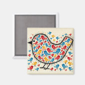 Aimant frigidaire d'oiseaux occupé (Recto/Verso)