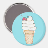 Aimant frigo à cône de crème glacée illustré (Recto/Verso)