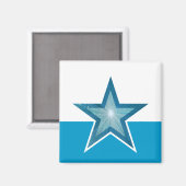 Aimant frigo Blue Star carré blanc bleu (Recto/Verso)