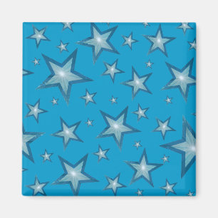 Aimant frigo Blue Star carré bleu