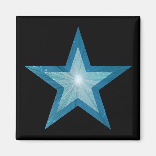 Aimant frigo Blue Star carré noir (Devant)