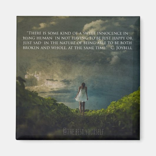 Aimant frigo carré avec message inspirant (Devant)