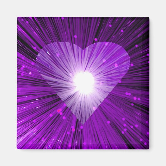 Aimant frigo carré de coeur violet (Devant)