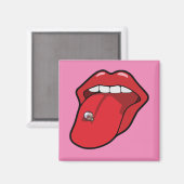 Aimant frigo carré pour perçage de la langue (Recto/Verso)