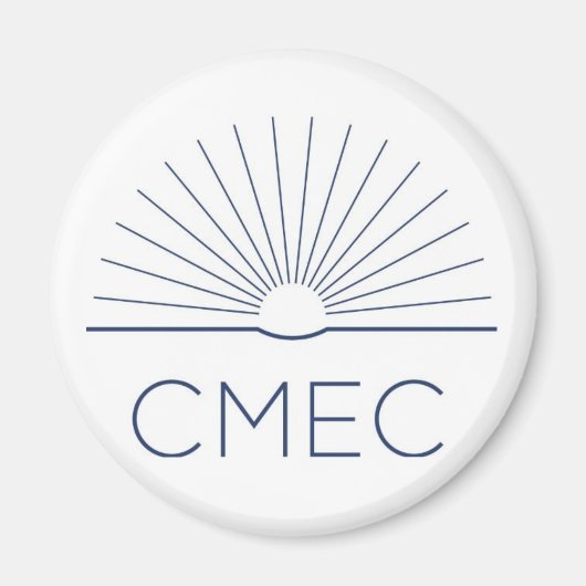 Aimant frigo CMEC - blanc avec logo de la marine (Devant)