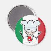 Aimant frigo cuisinier italien avec dessin animé e (Recto/Verso)