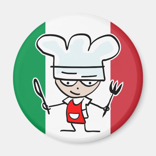 Aimant frigo cuisinier italien avec dessin animé e (Devant)