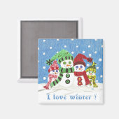 Aimant frigo de la famille des Snowmen. (Recto/Verso)