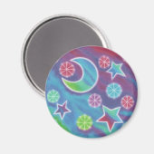 Aimant frigo de nuit brillant rond (Recto/Verso)