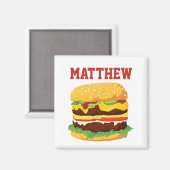 Aimant frigo double cheeseburger personnalisé (Recto/Verso)