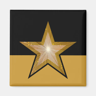 Aimant frigo "Gold" Star carré or noir