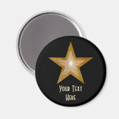 Aimant frigo "Gold" Star "Your Text" noir (Recto/Verso)