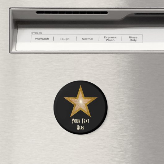 Aimant frigo "Gold" Star "Your Text" noir (In Situ (Lave-vaisselle))
