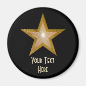 Aimant frigo "Gold" Star "Your Text" noir (Devant)