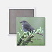 Aimant frigo Hermite Thrush Oiseau du Vermont (Recto/Verso)