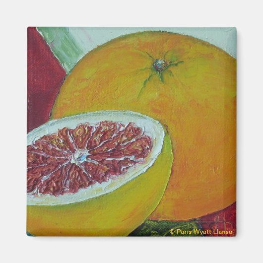 Aimant frigo pamplemousse rouge (Devant)