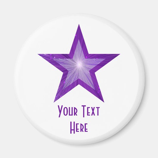 Aimant frigo Purple Star 'Your Text' blanc (Devant)