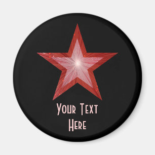 Aimant frigo Red Star 'Your Text' noir